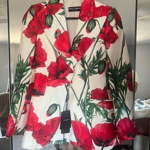 Dolce & Gabbana Red Floral Blazer